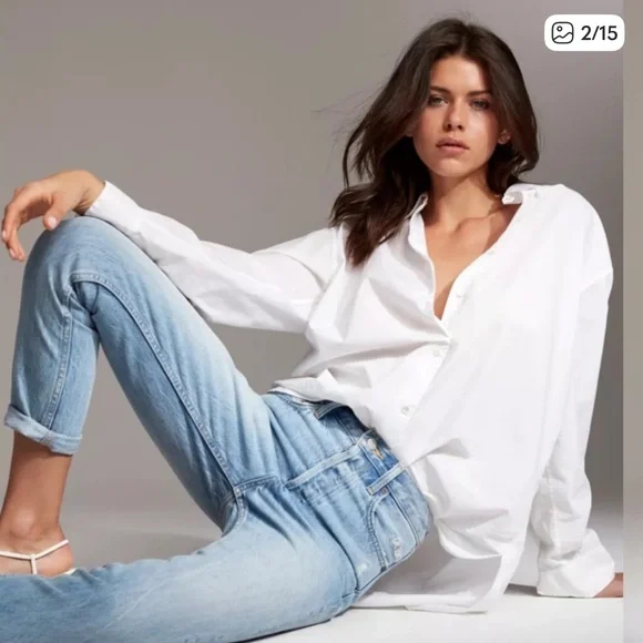 Aritzia Denim Forum The Ex Boyfriend Denim Blue size 26 Organic Cotton - Picture 2 of 16